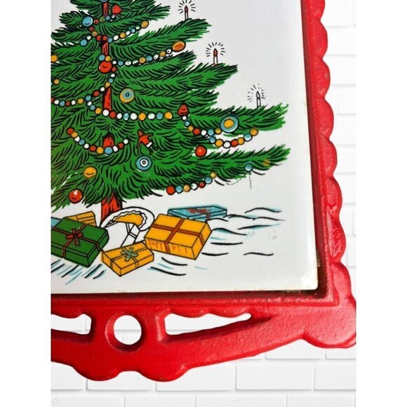 Vintage Retro Christmas Tree Trivet Tile Taiwan Xmas - Picture 4 of 5